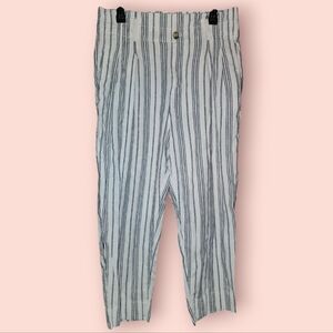 Madewell Linen-Cotton Paperbag Pants in Dark Baltic Stripe